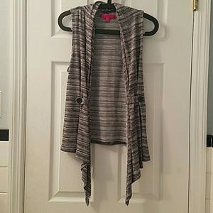 Striped Sleeveless Cardigan